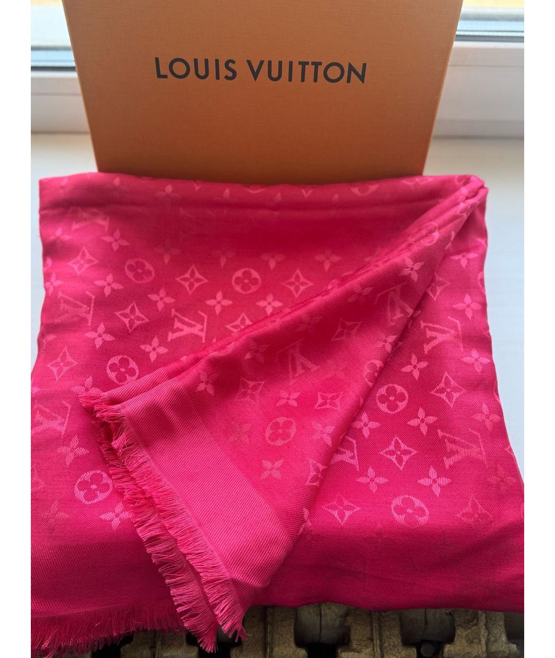 LOUIS VUITTON Фуксия шелковый платок, фото 2