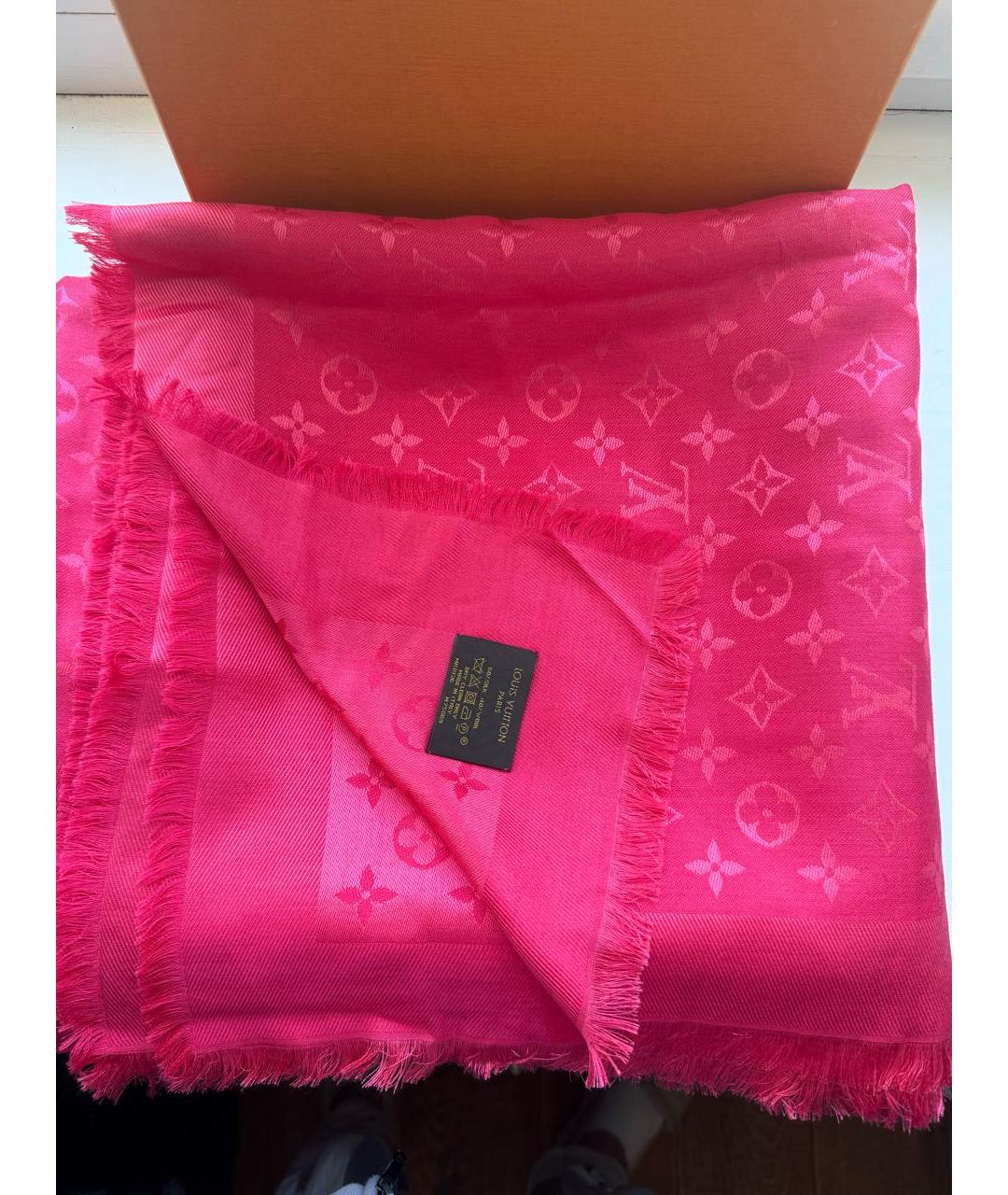 LOUIS VUITTON Фуксия шелковый платок, фото 3