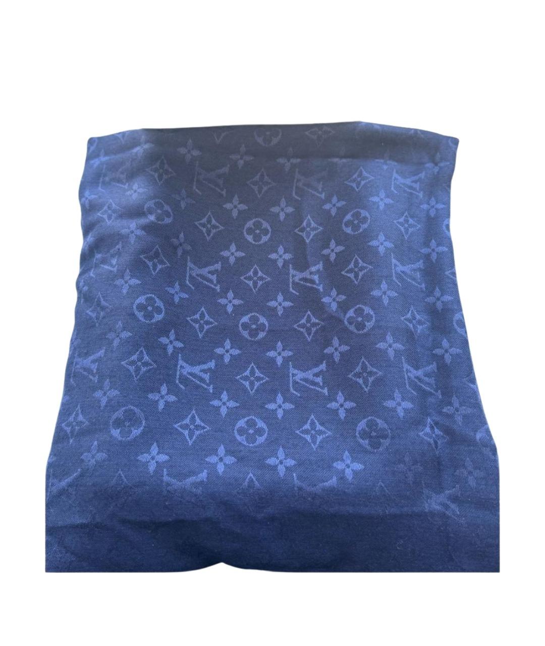 LOUIS VUITTON Синий шелковый платок, фото 1