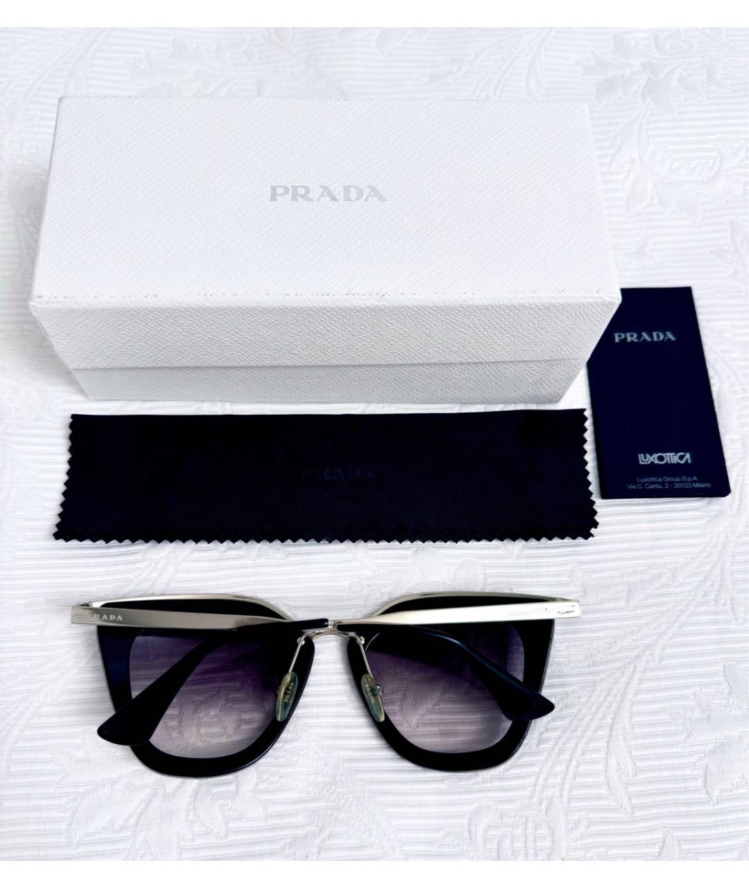 PRADA Черные металлические солнцезащитные очки, фото 2