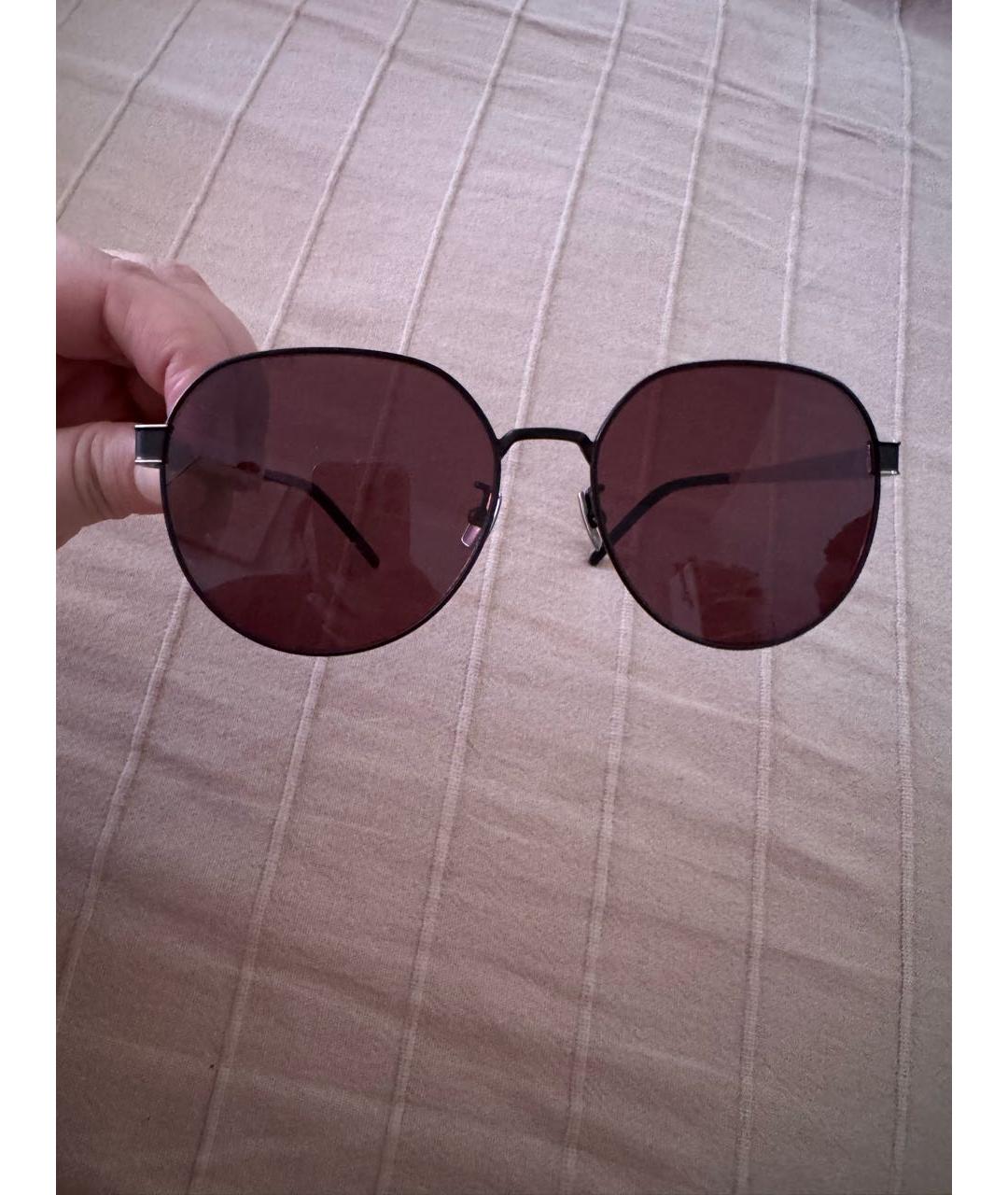 SAINT LAURENT Черные металлические солнцезащитные очки, фото 5