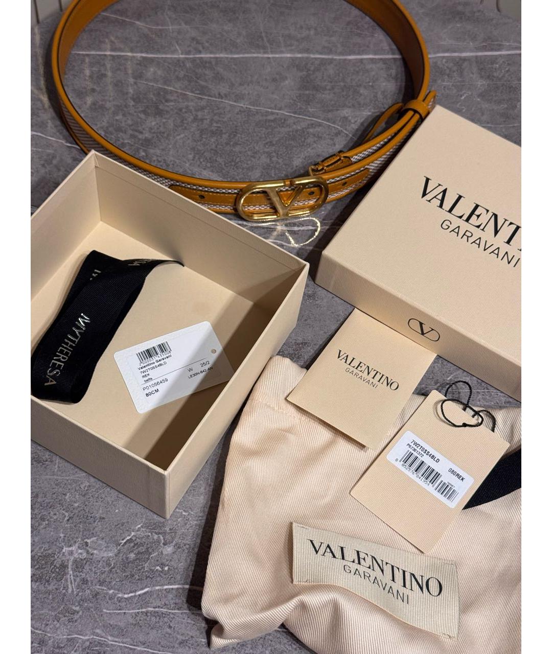 VALENTINO Бежевый кожаный ремень, фото 6