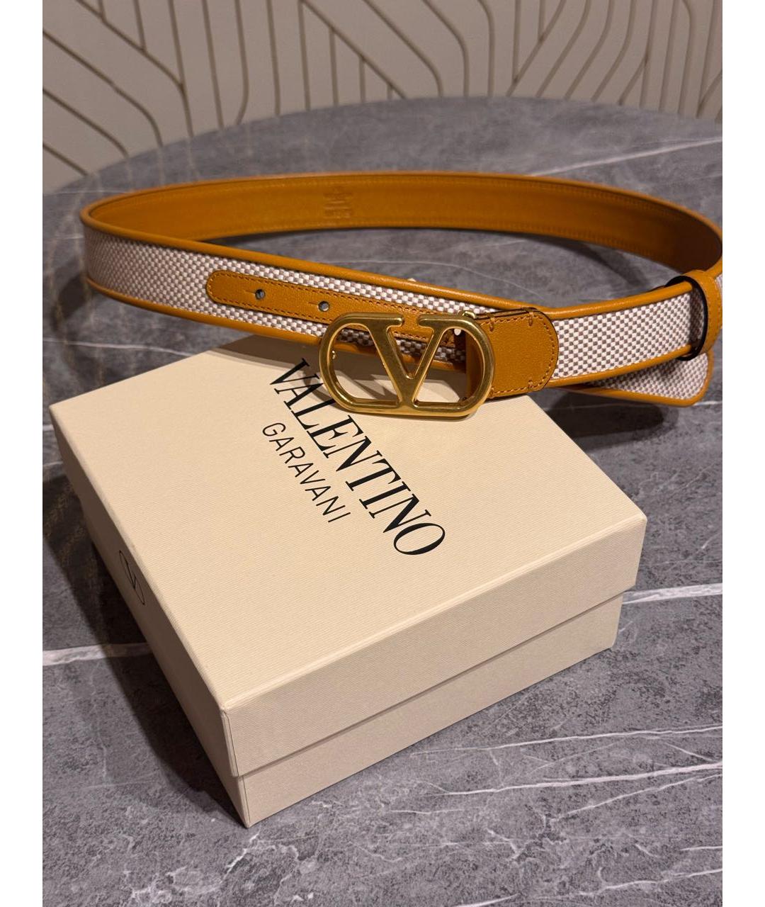 VALENTINO Бежевый кожаный ремень, фото 4