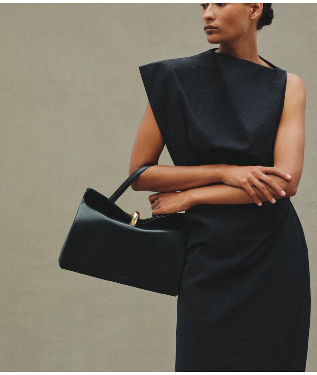 JACQUEMUS Черная кожаная сумка тоут, фото 3