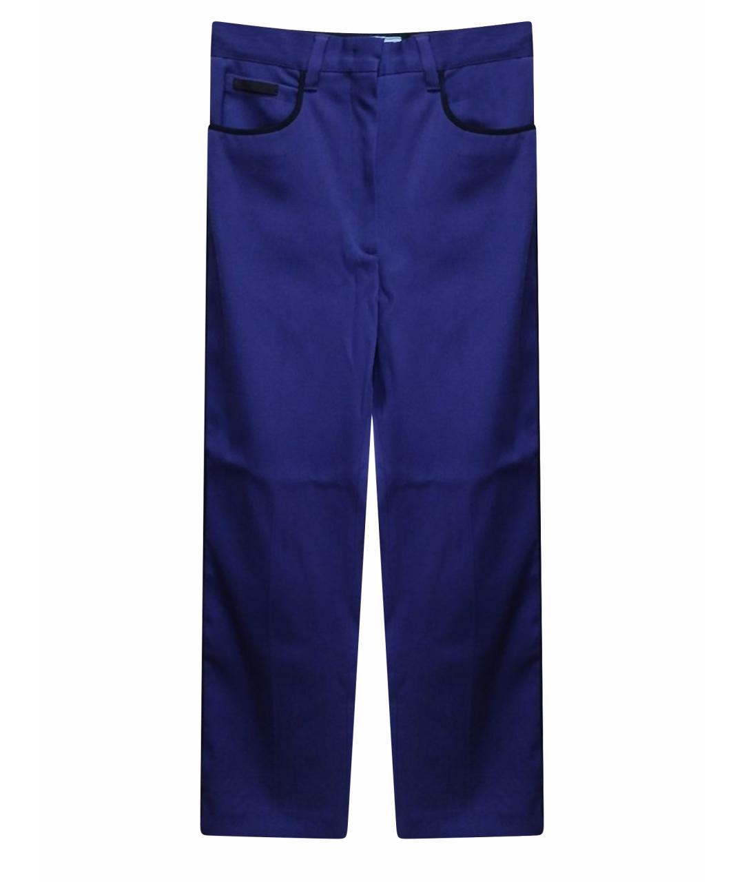PRADA Фиолетовые хлопко-эластановые прямые брюки, фото 1