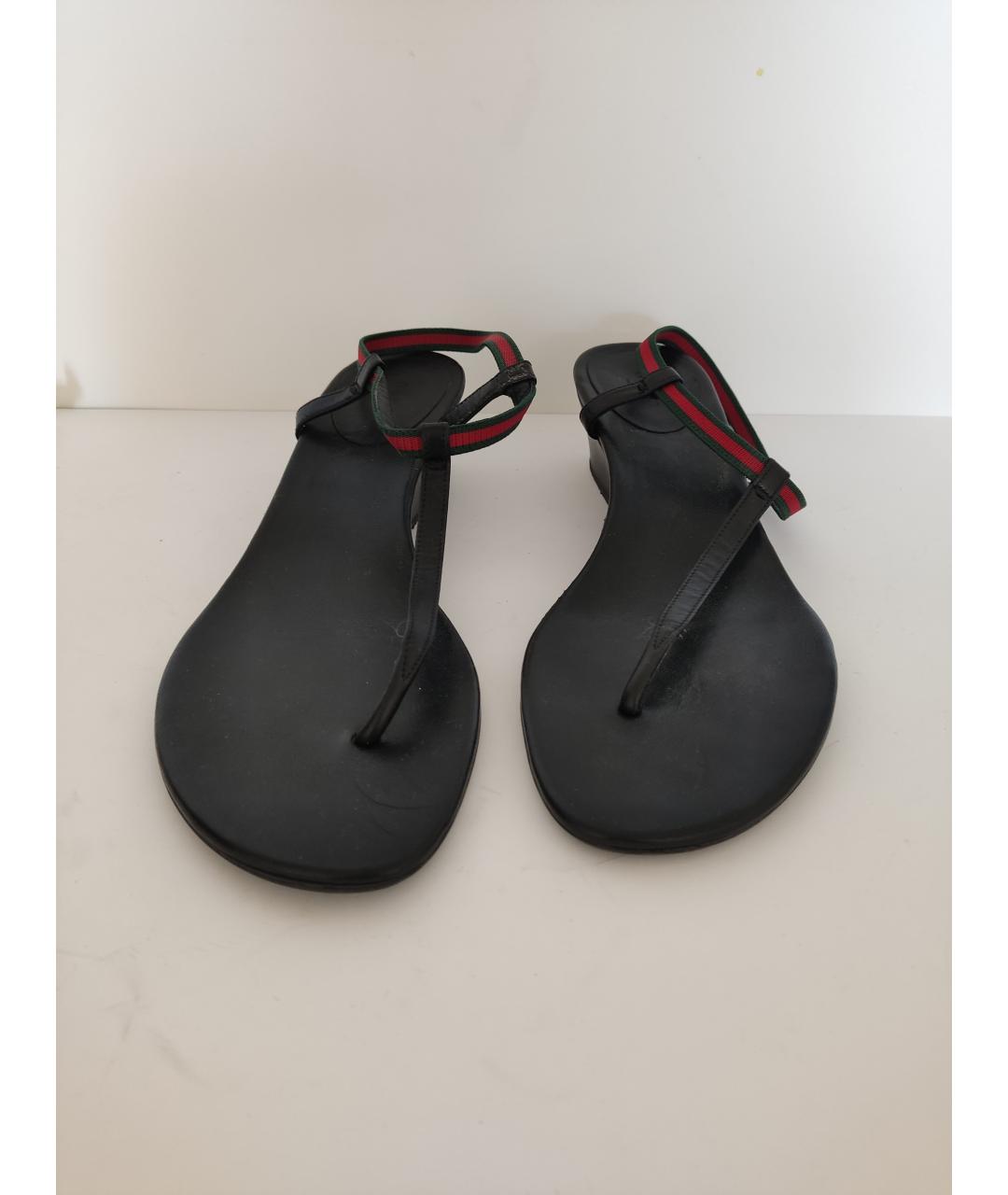 GUCCI Черные кожаные босоножки, фото 2