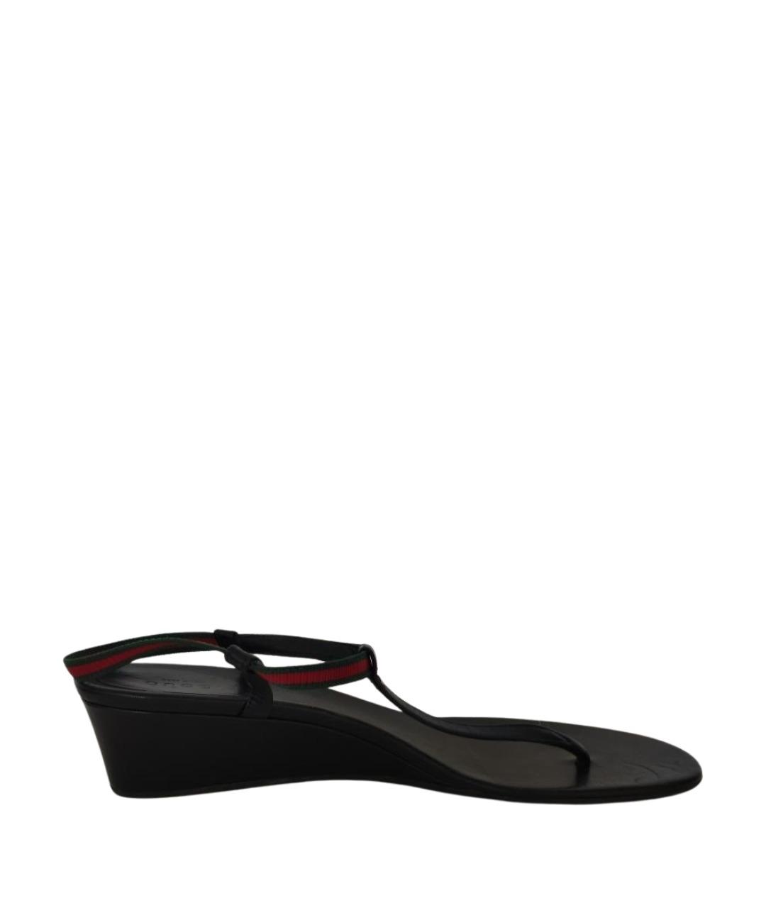 GUCCI Черные кожаные босоножки, фото 1