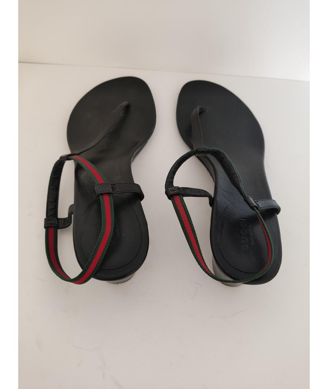 GUCCI Черные кожаные босоножки, фото 3