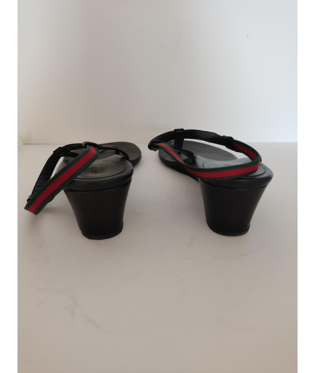 GUCCI Черные кожаные босоножки, фото 4