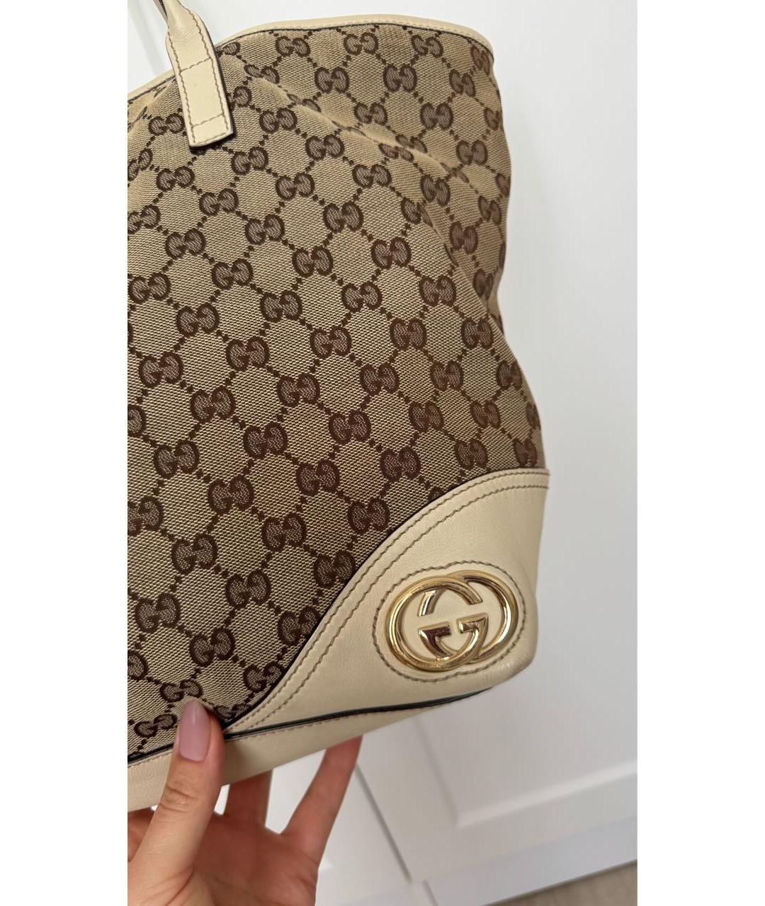 GUCCI Коричневая кожаная сумка тоут, фото 4