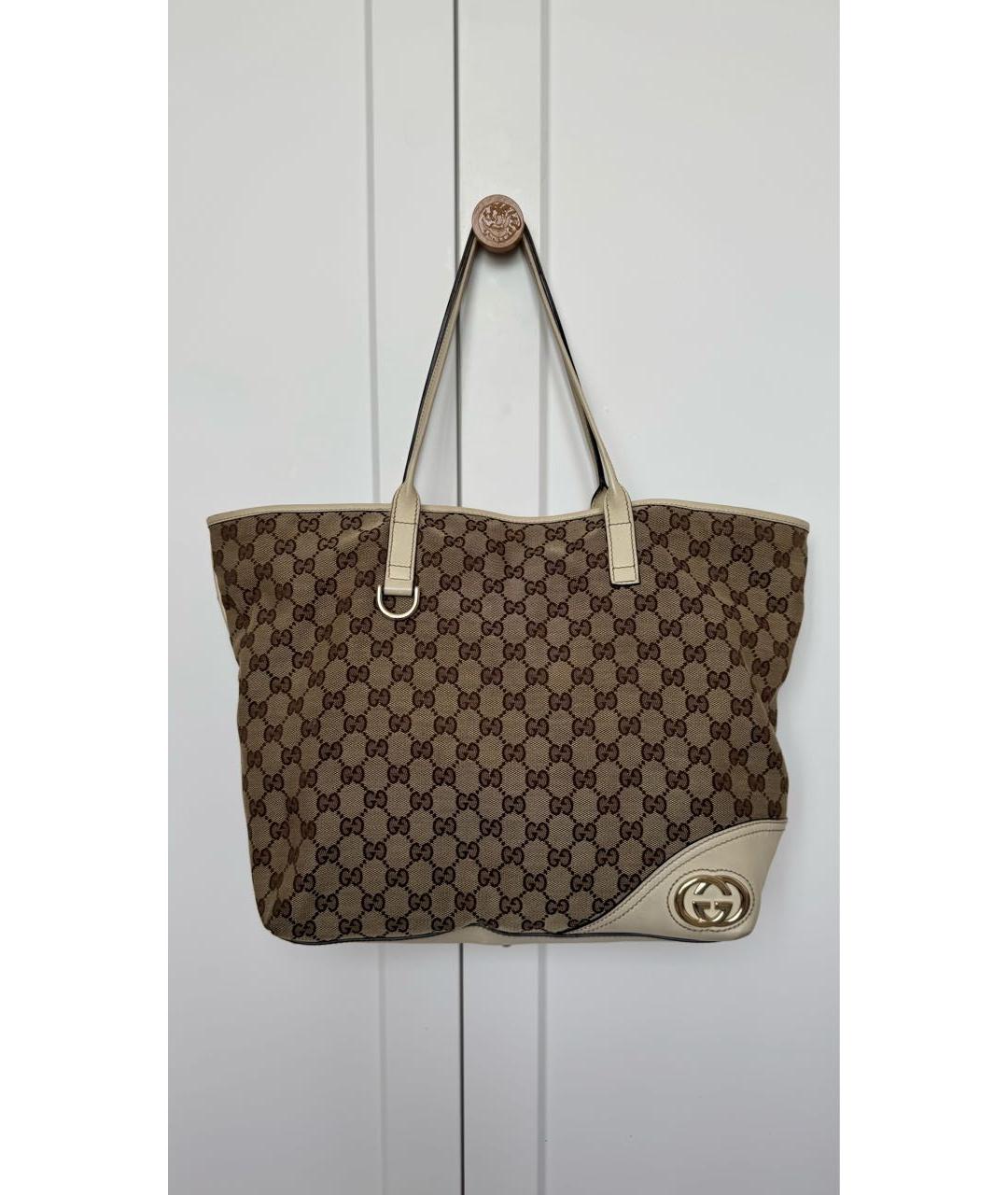 GUCCI Коричневая кожаная сумка тоут, фото 9
