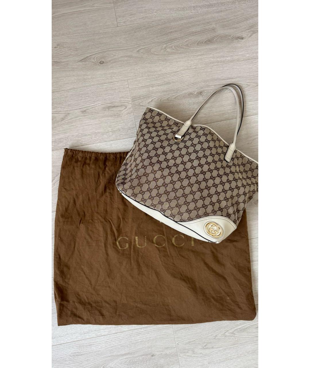 GUCCI Коричневая кожаная сумка тоут, фото 3
