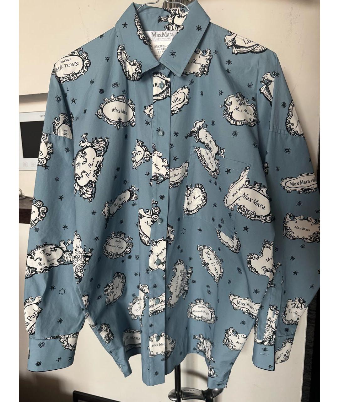 'S MAX MARA Голубая хлопковая рубашка, фото 2