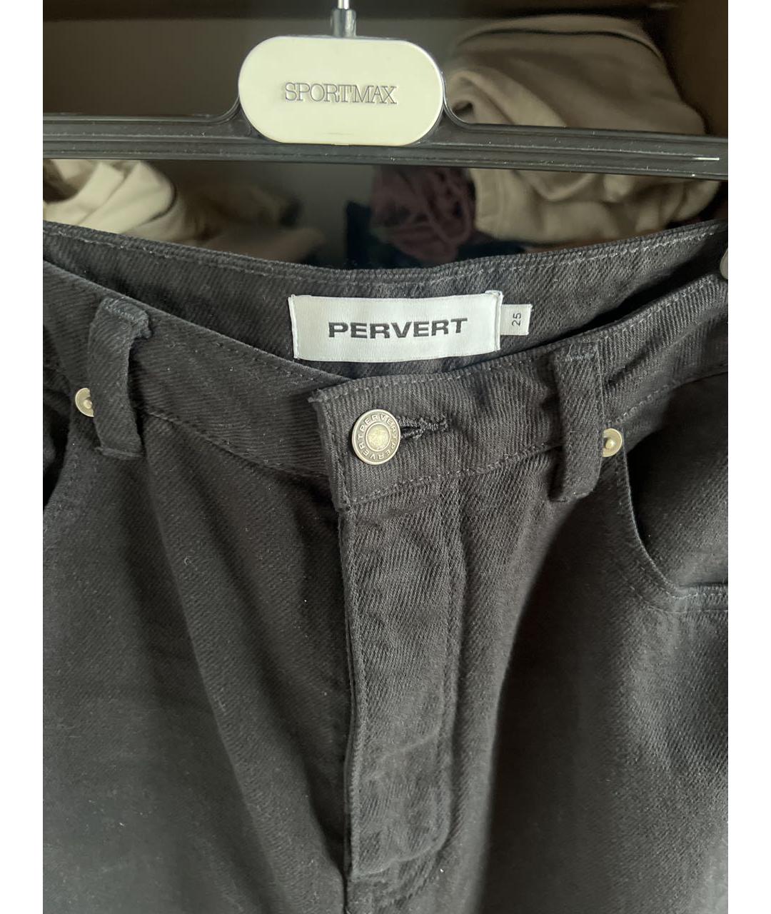 PERVERT Черные хлопковые прямые джинсы, фото 3