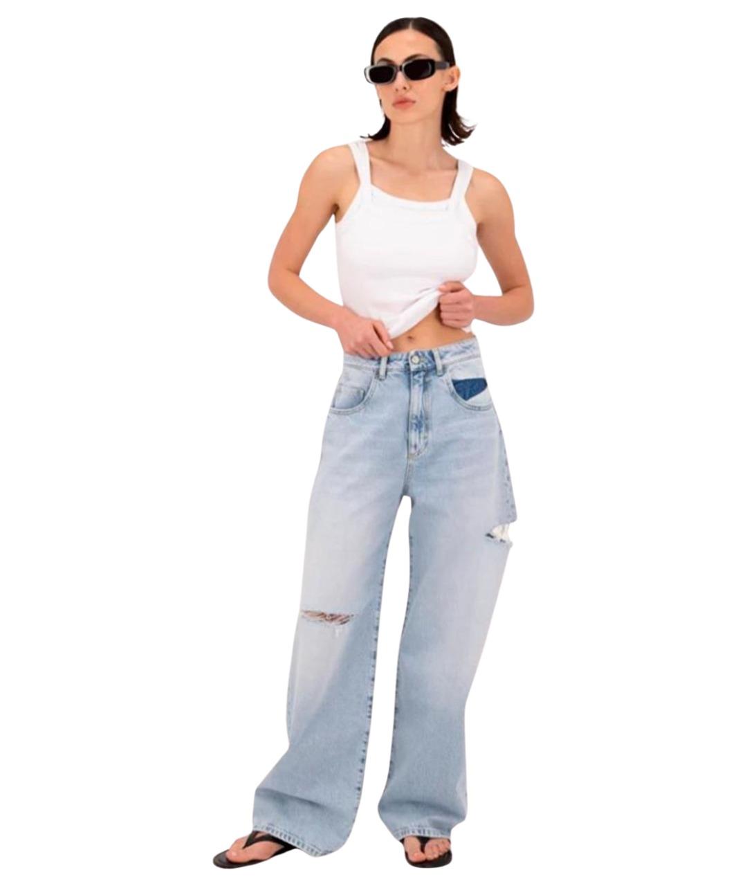 ICON DENIM Голубые хлопковые прямые джинсы, фото 1
