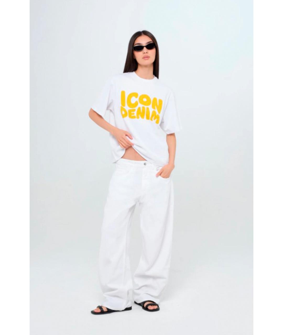ICON DENIM Белые хлопковые прямые джинсы, фото 2