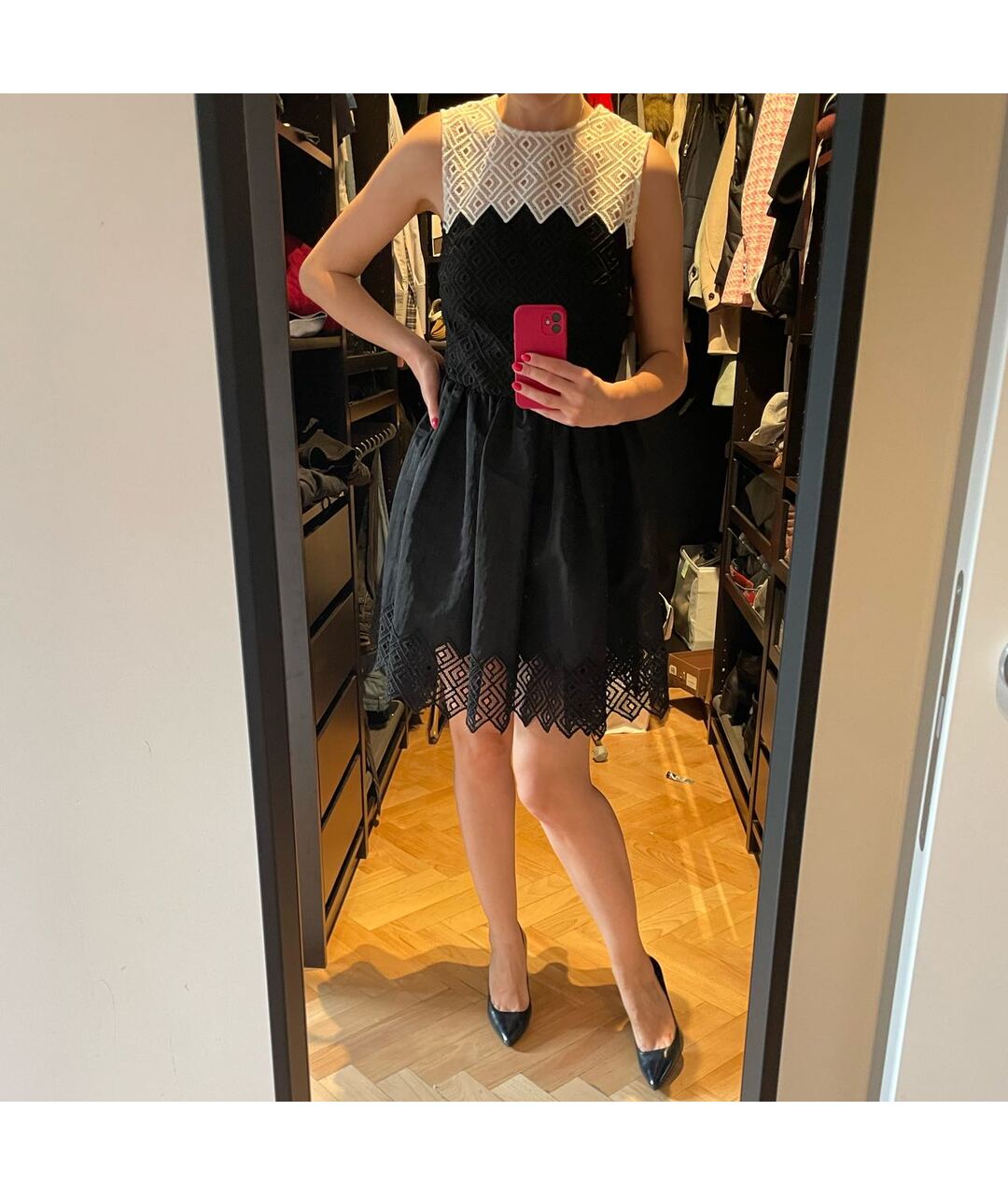 SANDRO Черное сетчатое коктейльное платье, фото 3