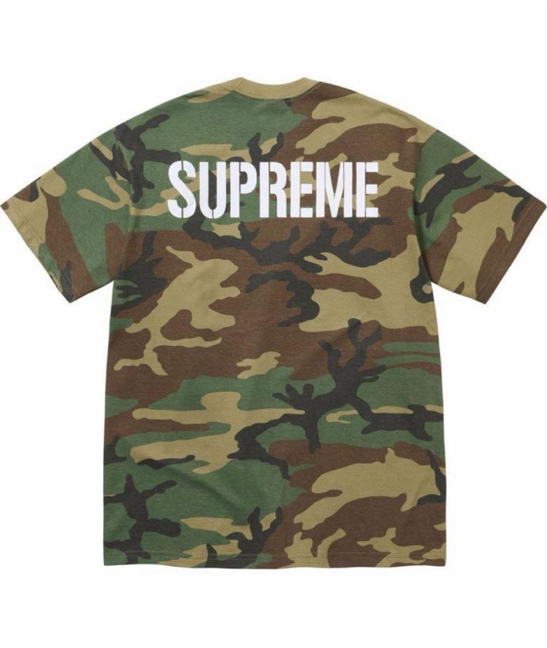 SUPREME Хаки хлопковая футболка, фото 2
