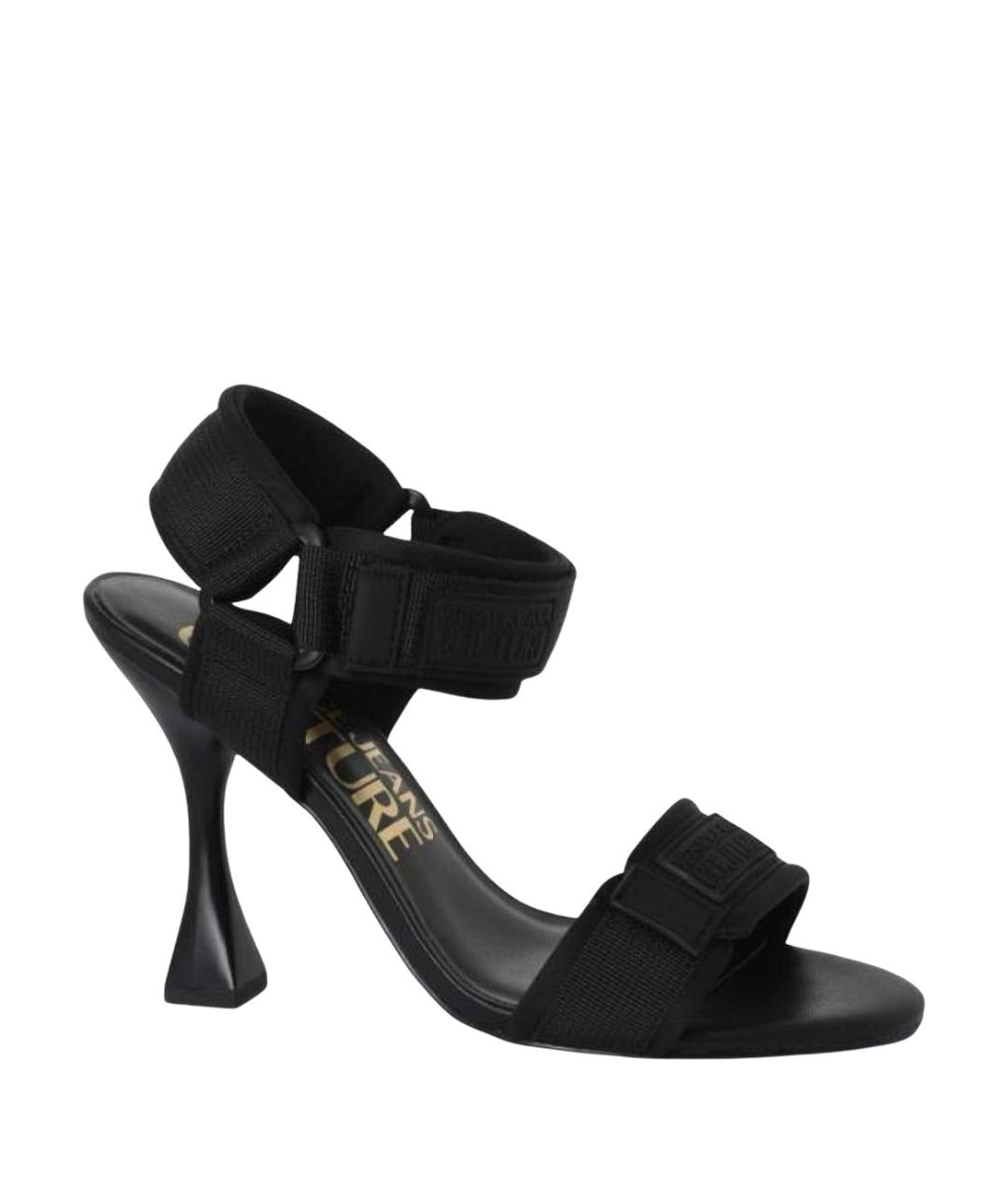 VERSACE JEANS COUTURE Черные текстильные босоножки, фото 1