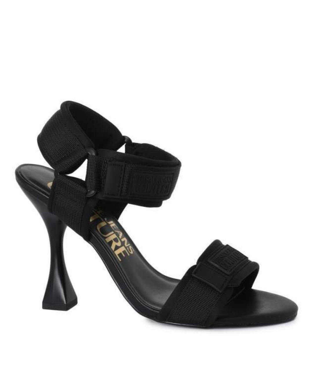VERSACE JEANS COUTURE Черные текстильные босоножки, фото 5