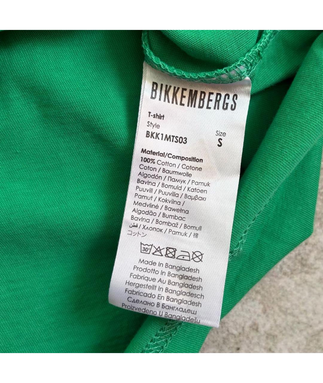 BIKKEMBERGS Зеленая хлопковая футболка, фото 5