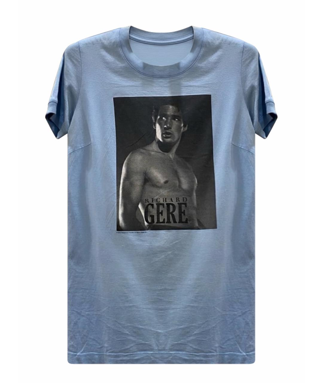 DOLCE&GABBANA Голубая хлопко-эластановая футболка, фото 1