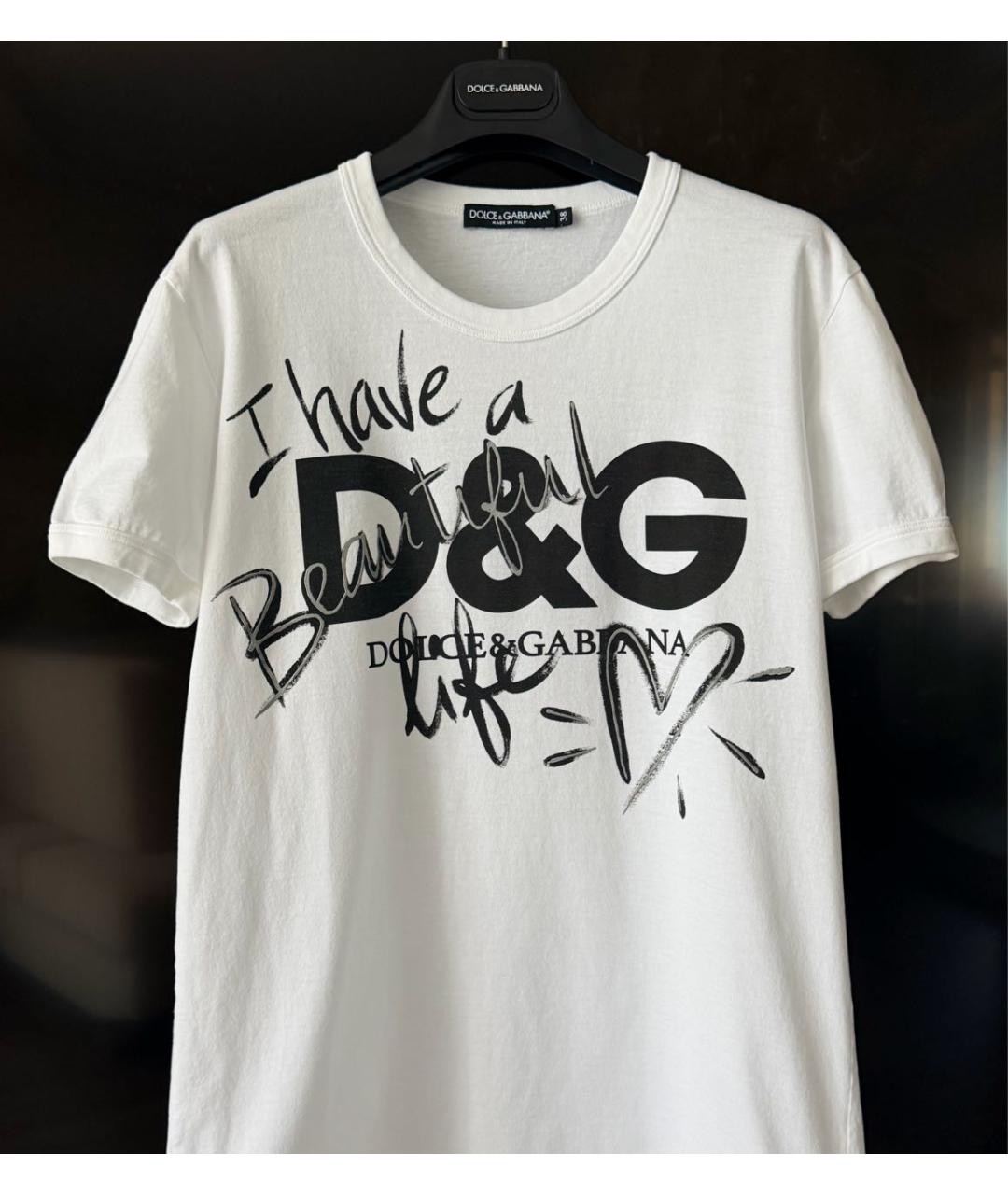 DOLCE&GABBANA Белая хлопковая футболка, фото 5