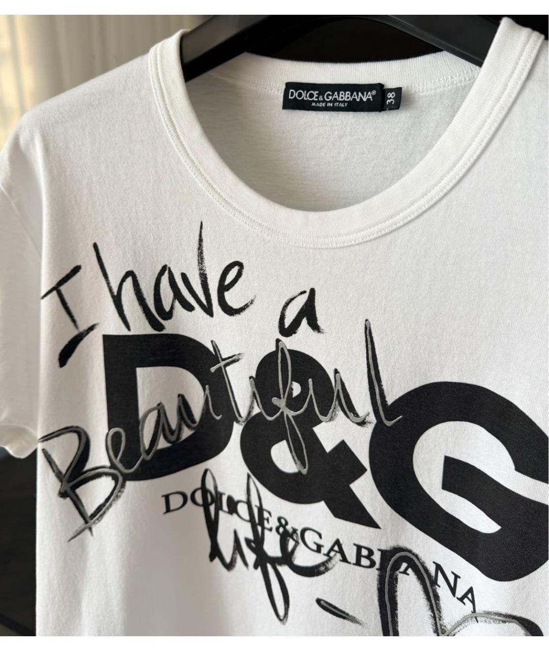 DOLCE&GABBANA Белая хлопковая футболка, фото 4