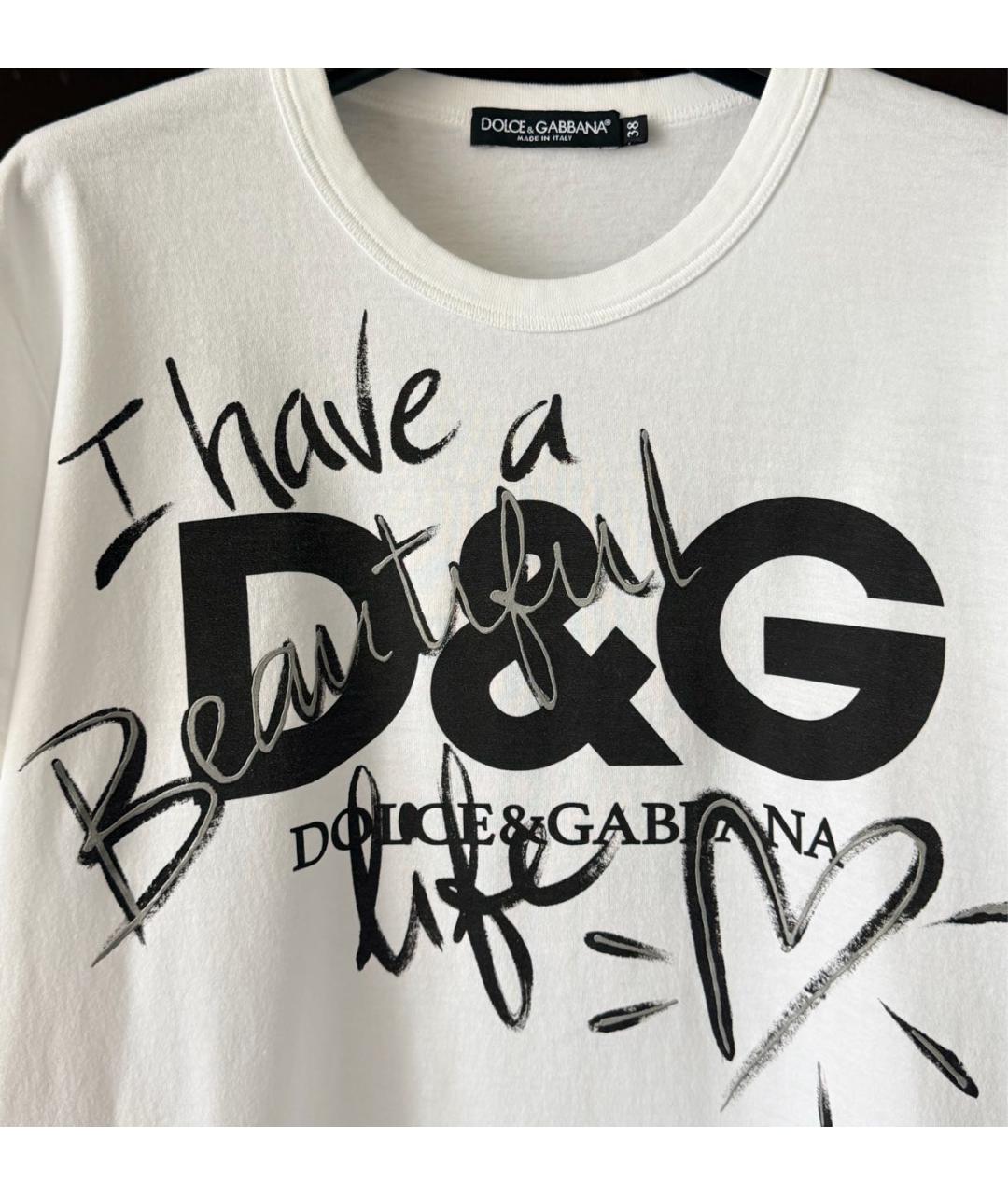 DOLCE&GABBANA Белая хлопковая футболка, фото 6