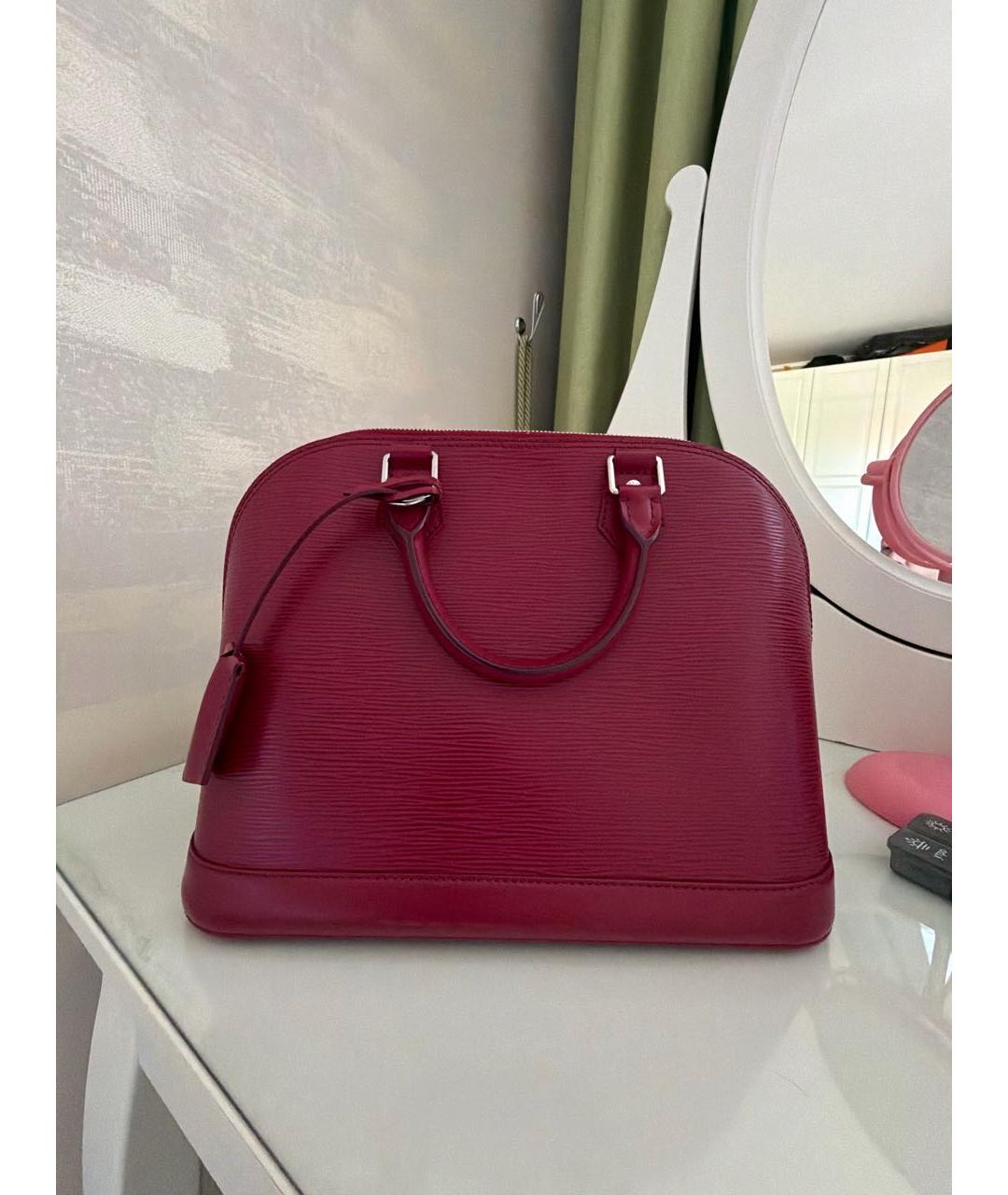 LOUIS VUITTON Бордовая кожаная сумка с короткими ручками, фото 1