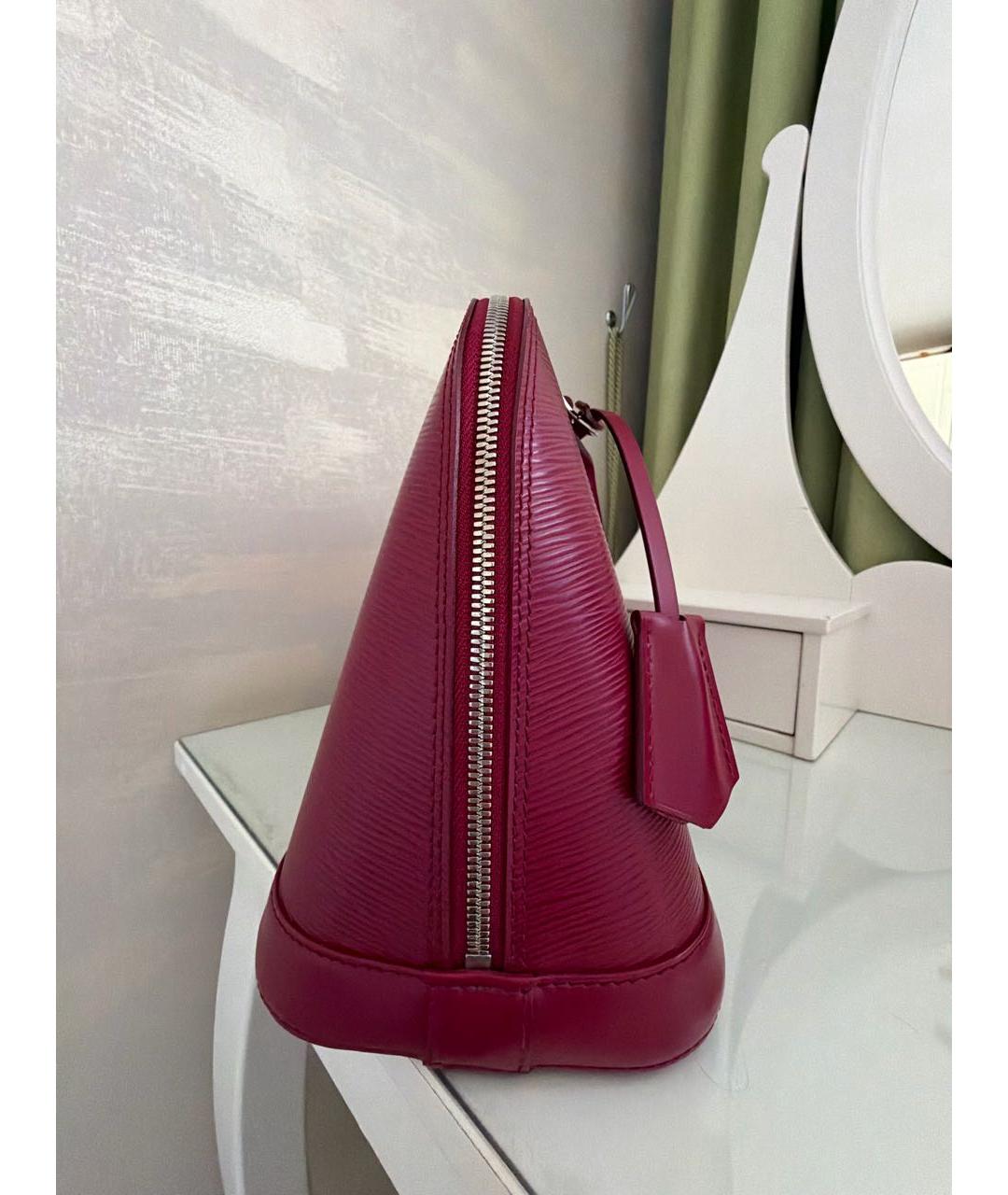 LOUIS VUITTON Бордовая кожаная сумка с короткими ручками, фото 2