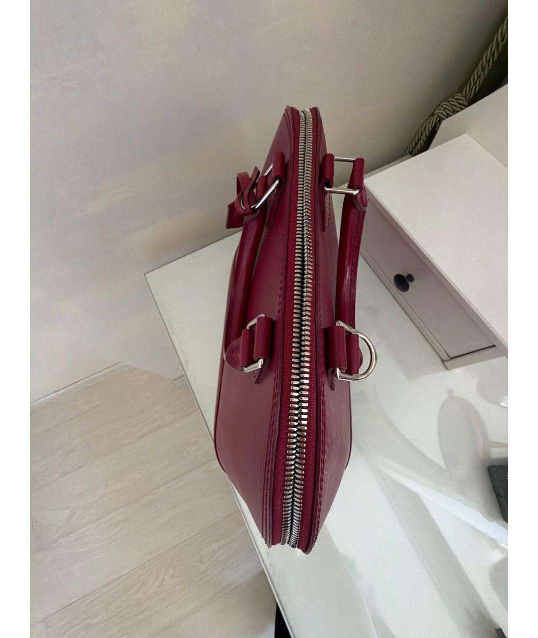 LOUIS VUITTON Бордовая кожаная сумка с короткими ручками, фото 3