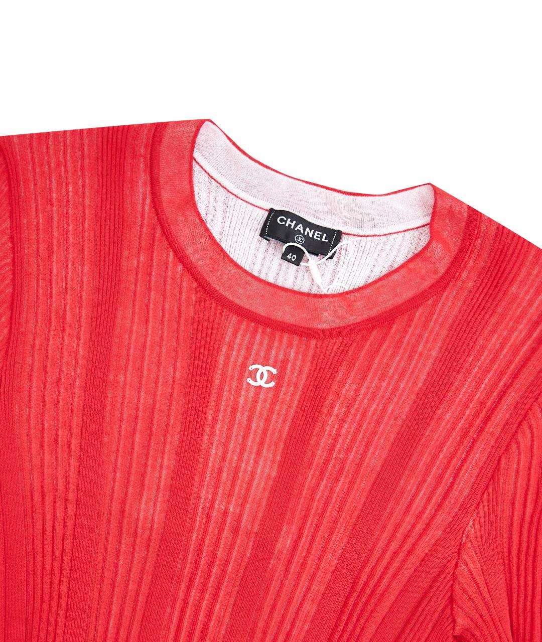 CHANEL Красная хлопковая футболка, фото 10