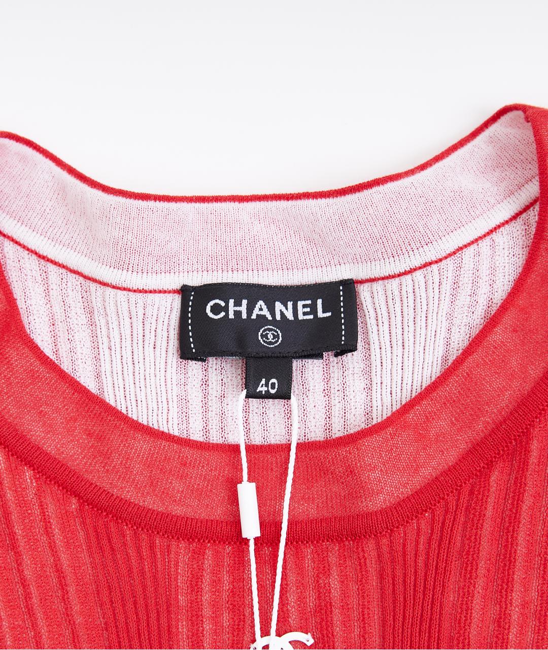 CHANEL Красная хлопковая футболка, фото 3