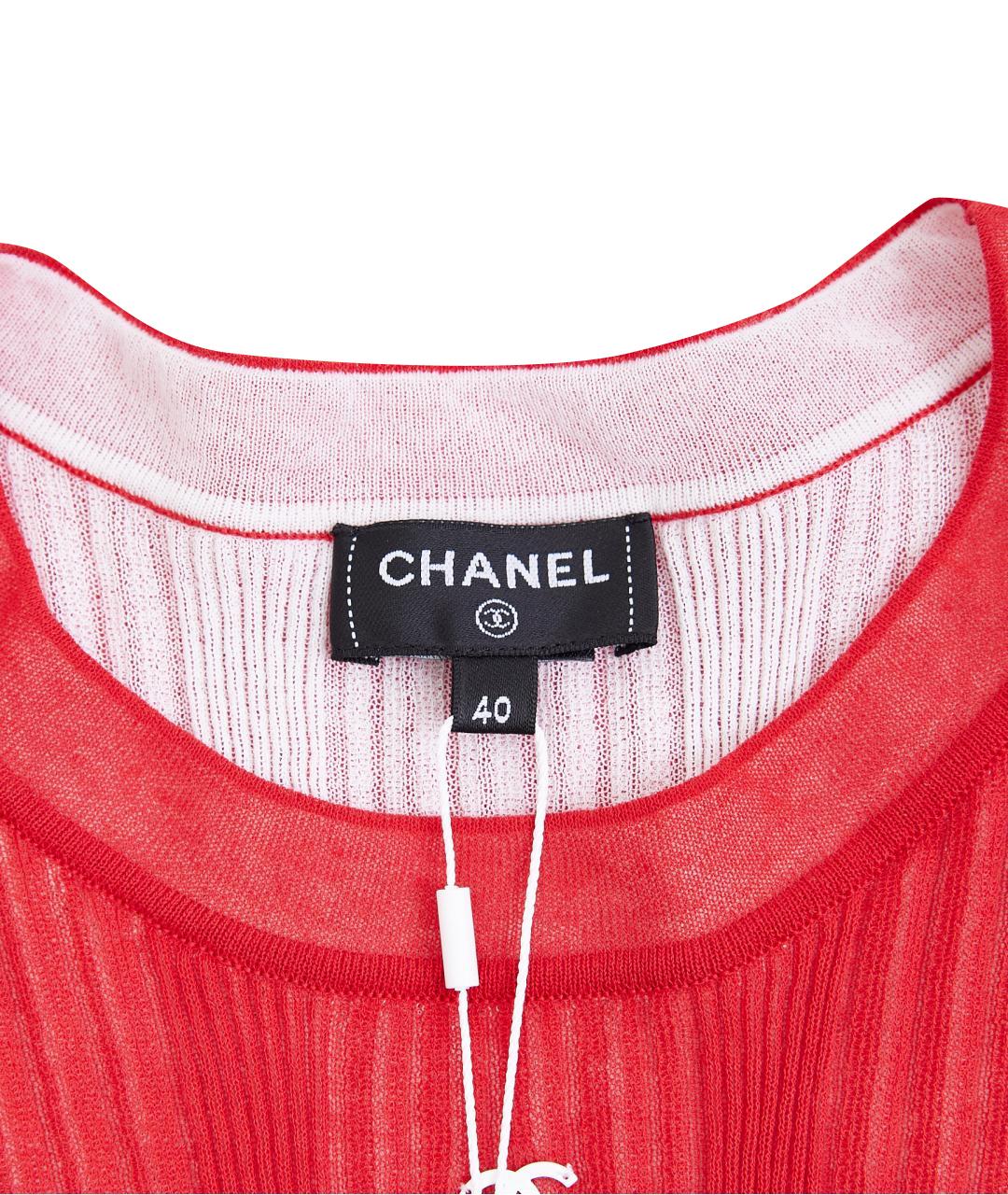 CHANEL Красная хлопковая футболка, фото 11