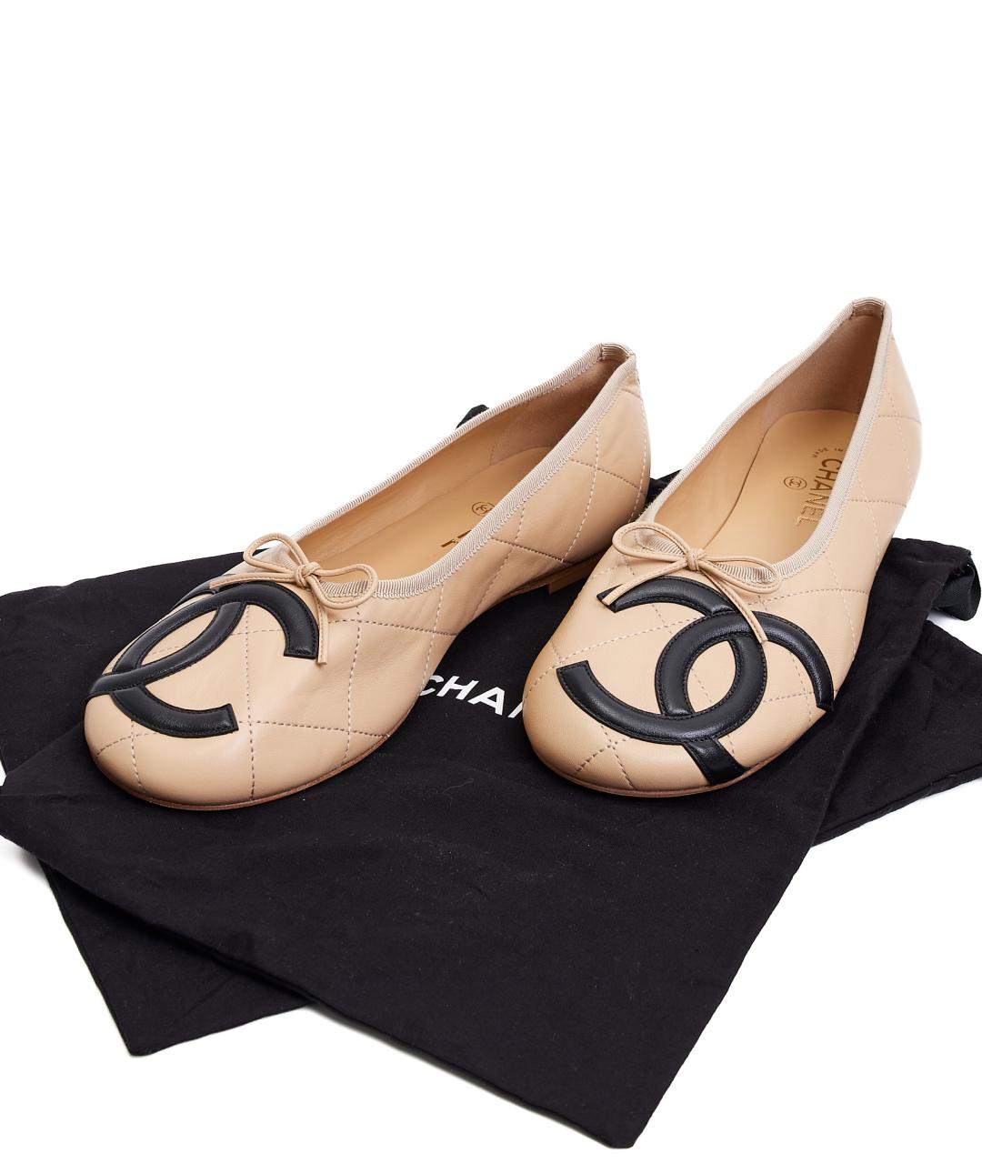 CHANEL Бежевые кожаные балетки, фото 6