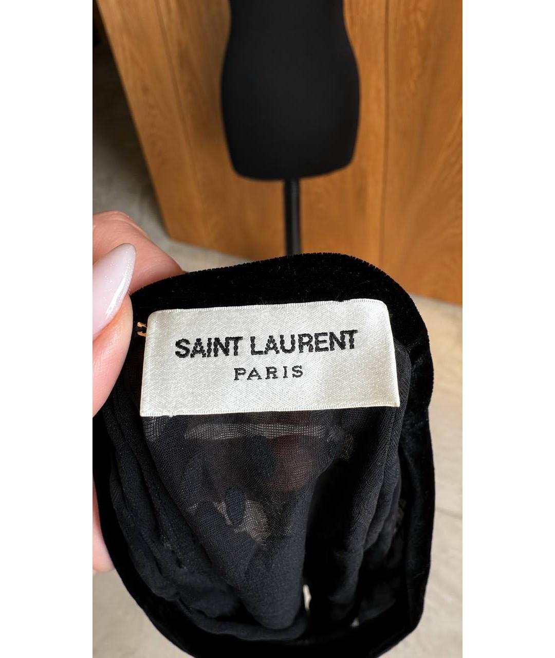 SAINT LAURENT Черная бархатная блузы, фото 5