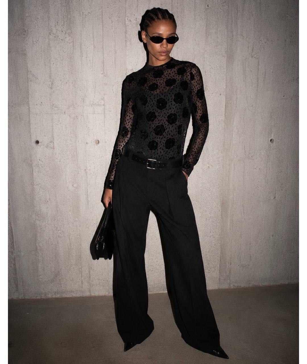 SAINT LAURENT Черная бархатная блузы, фото 3