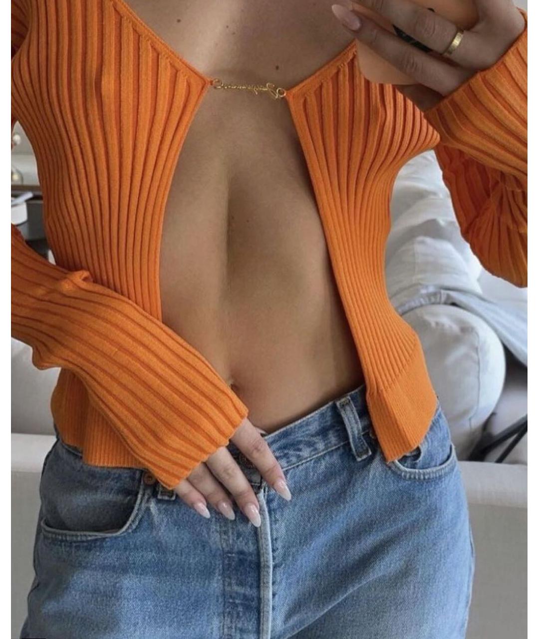 JACQUEMUS Оранжевый хлопковый кардиган, фото 4
