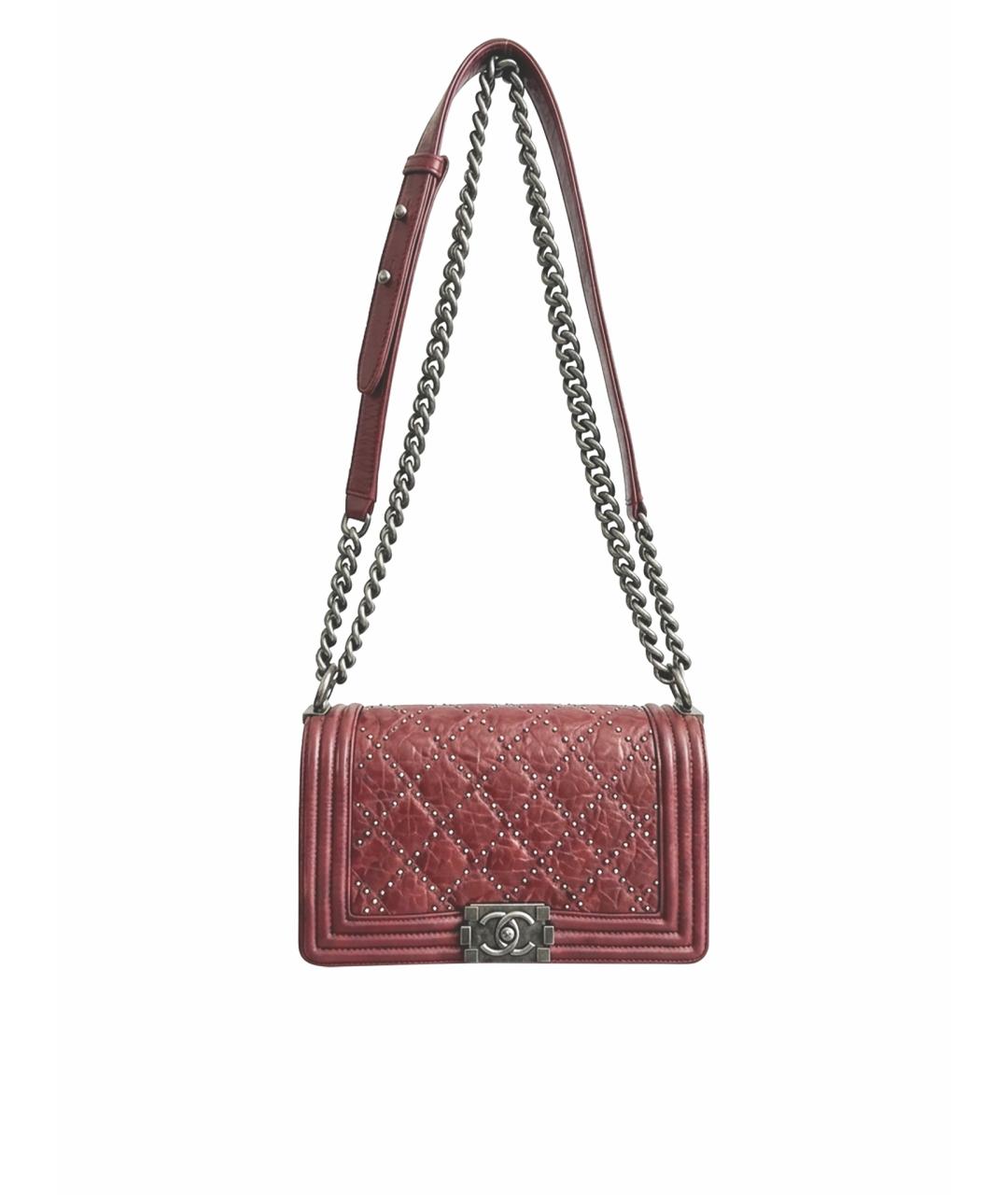 CHANEL Бордовая кожаная сумка через плечо, фото 1