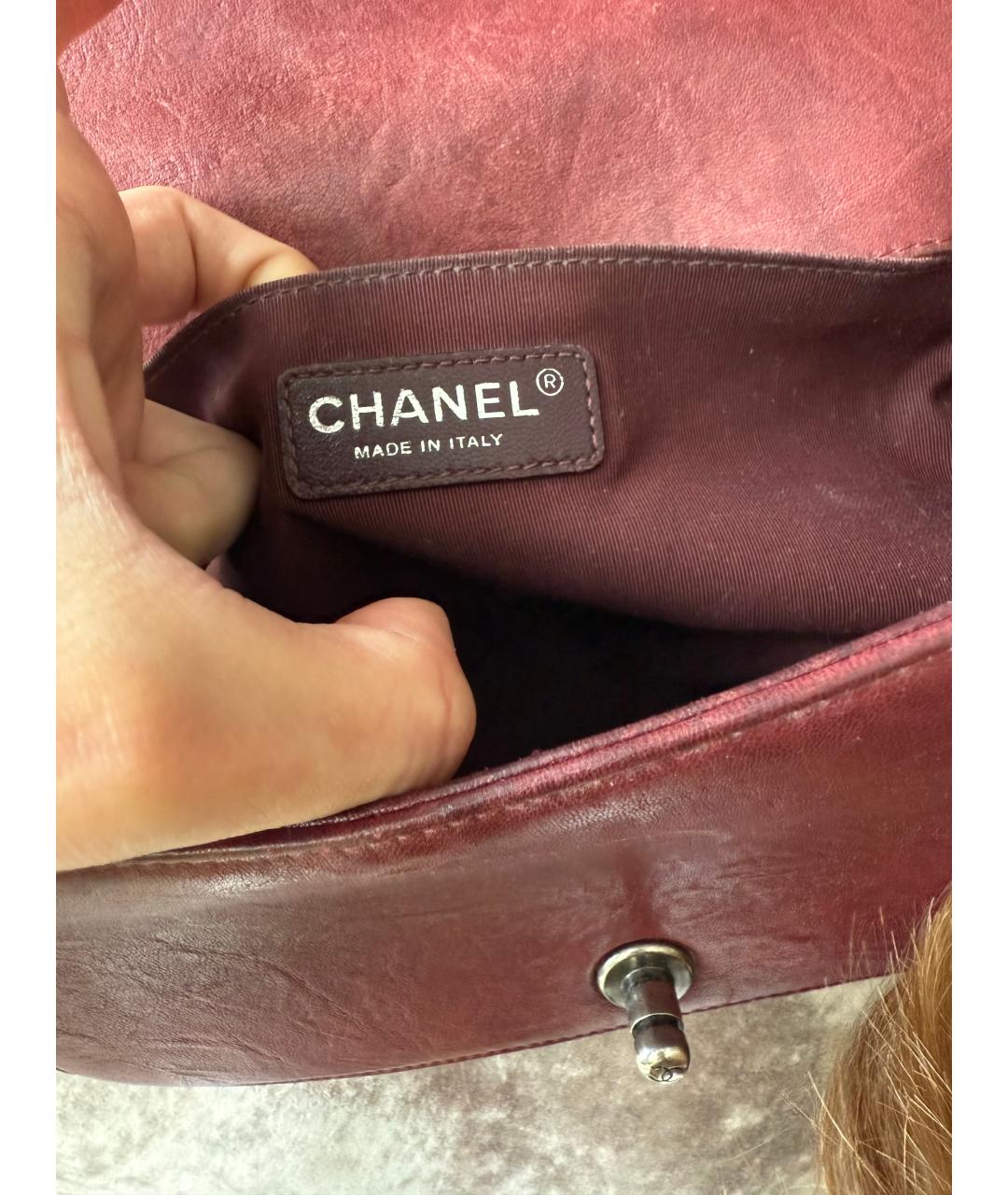 CHANEL Бордовая кожаная сумка через плечо, фото 9
