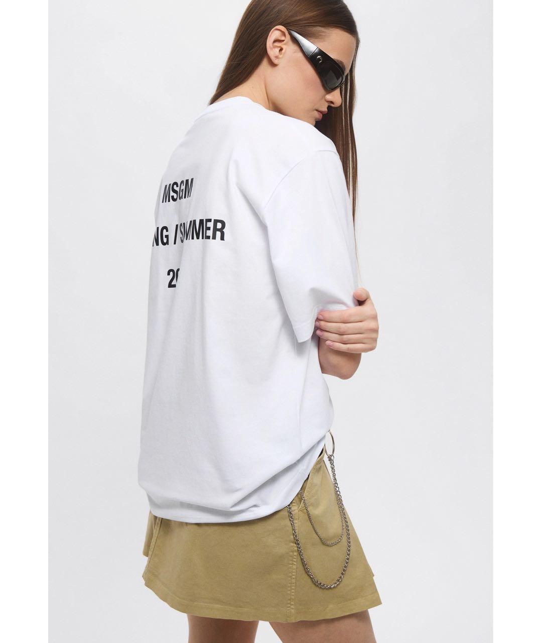 MSGM Белая хлопковая футболка, фото 4