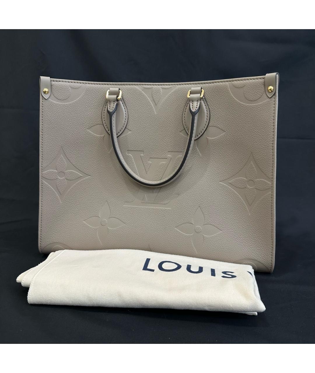 LOUIS VUITTON Серая кожаная сумка тоут, фото 2