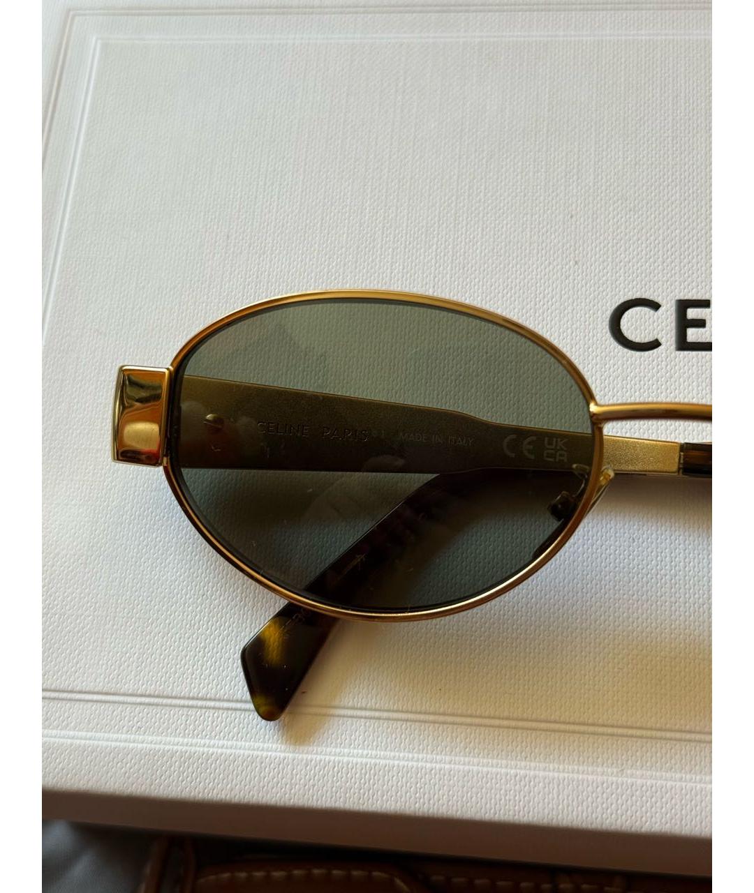 CELINE Золотые металлические солнцезащитные очки, фото 6