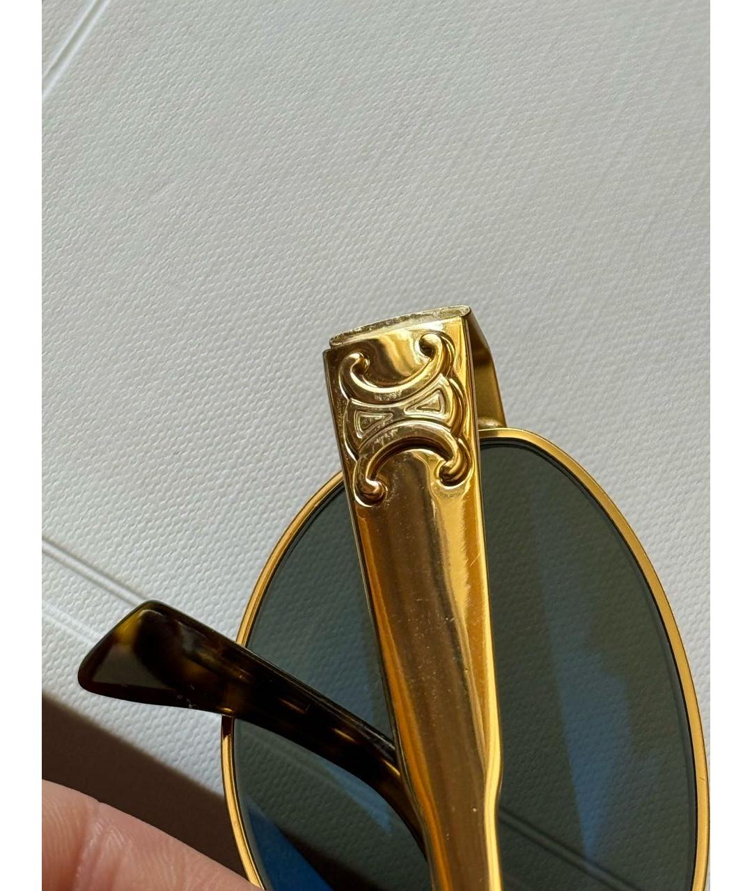 CELINE Золотые металлические солнцезащитные очки, фото 8