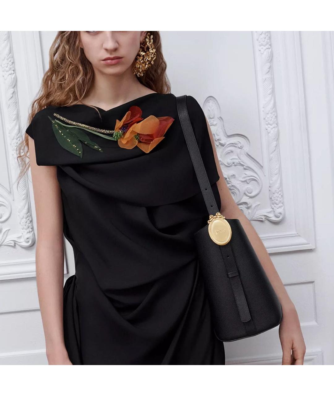 CHRISTIAN DIOR Черная кожаная сумка тоут, фото 4