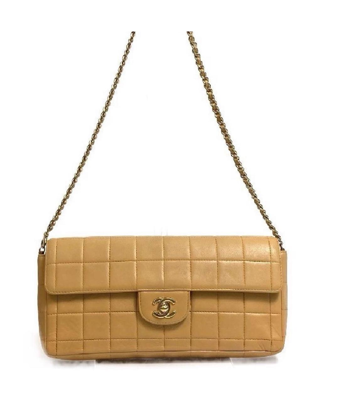 CHANEL Бежевая кожаная сумка через плечо, фото 2