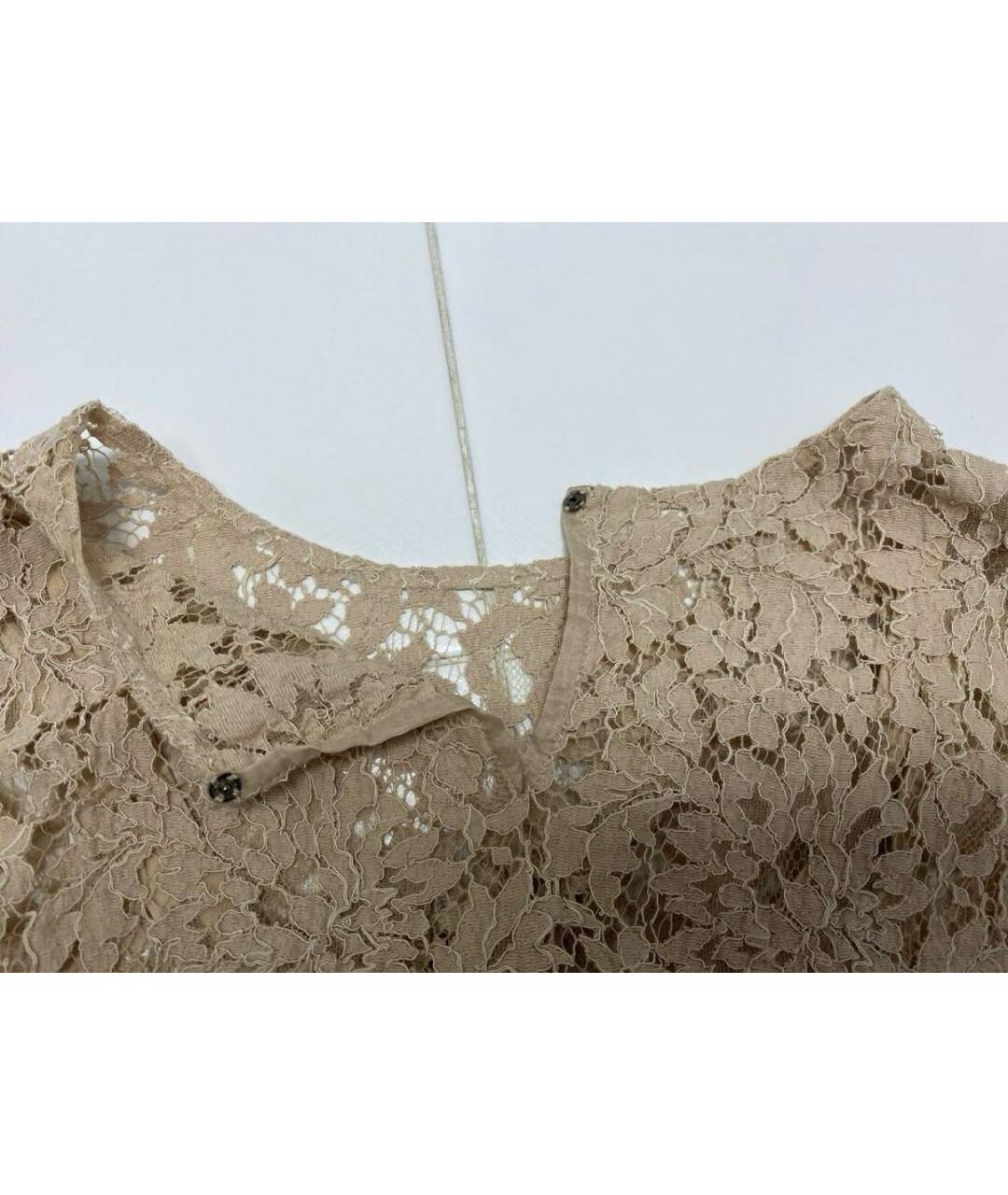 DOLCE&GABBANA Бежевая хлопко-эластановая футболка, фото 3