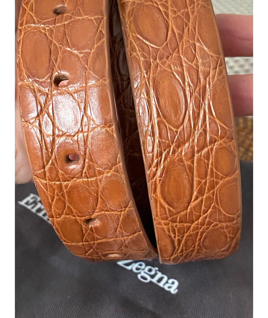 ERMENEGILDO ZEGNA XXX Коричневый ремень из экзотической кожи, фото 2
