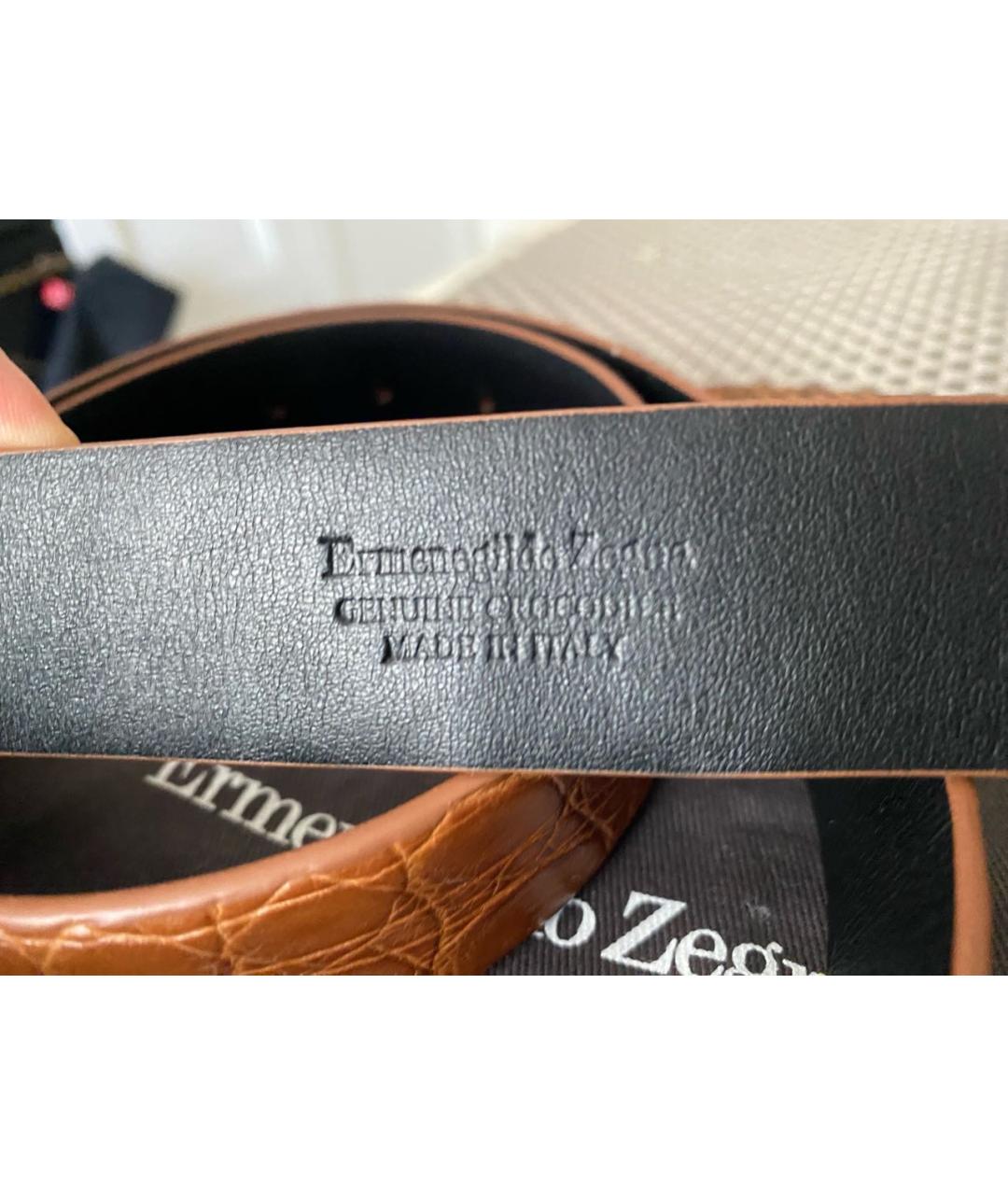 ERMENEGILDO ZEGNA XXX Коричневый ремень из экзотической кожи, фото 7
